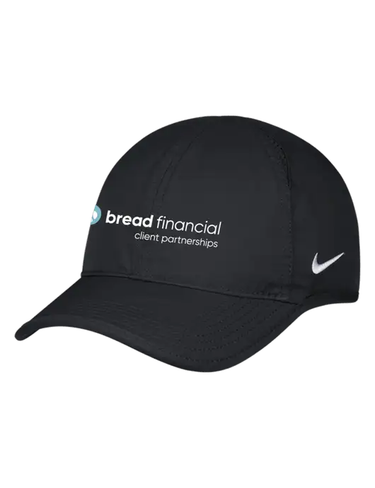 Nike Black Featherlight Cap w/Bread Financial Client Partnerships Logo