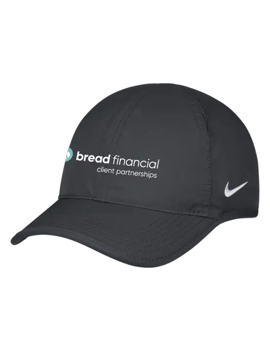 Nike Charcoal Featherlight Cap w/Bread Financial Client Partnerships Logo