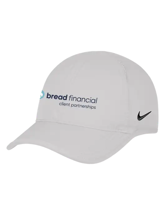 Nike White Featherlight Cap w/Bread Financial Client Partnerships Logo