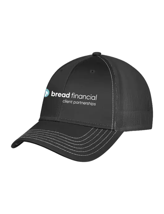 Charcoal Grey Mesh Trucker Cap Snap Back w/Bread Financial Client Partnerships Logo