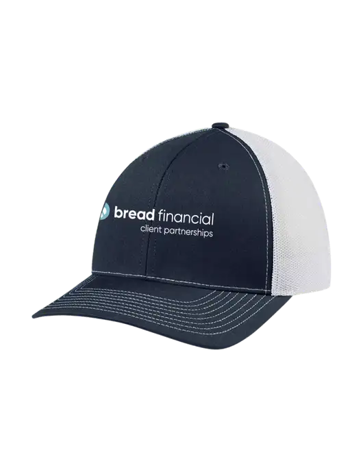 Richardson Adjustable Snapback Original 112 Trucker Cap Navy w/White Mesh w/Bread Financial Client Partnerships Logo