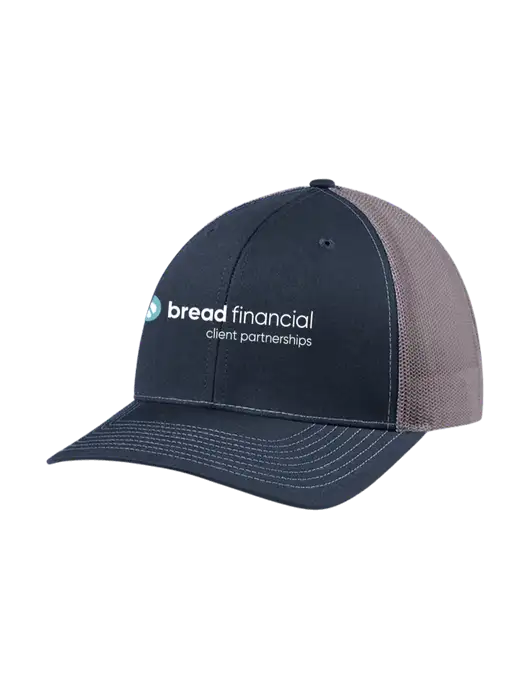 Richardson Adjustable Snapback Original 112 Trucker Cap Navy w/Charcoal Mesh w/Bread Financial Client Partnerships Logo