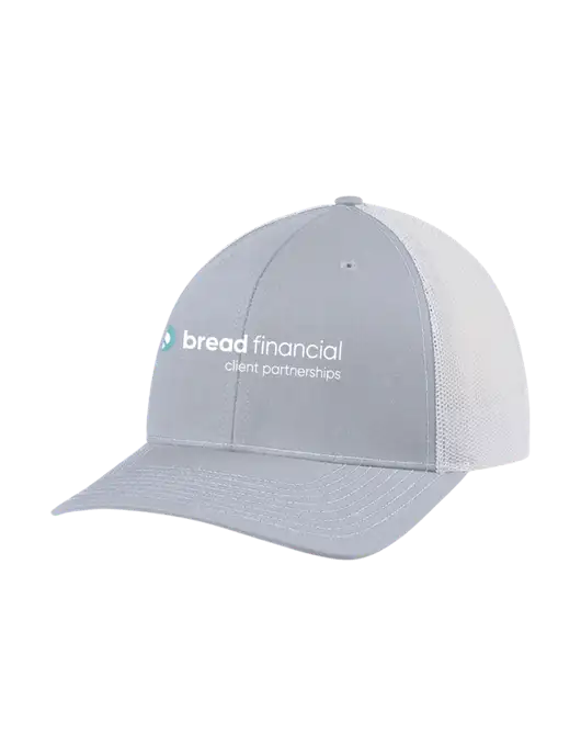 Richardson Adjustable Snapback Original 112 Trucker Cap Light Heather Grey w/White Mesh w/Bread Financial Client Partnerships Logo