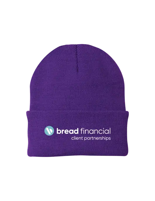 Purple Knit Cap w/Bread Financial Client Partnerships Logo