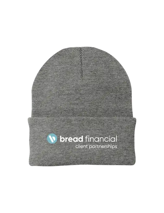 Medium Grey Heather Knit Cap w/Bread Financial Client Partnerships Logo