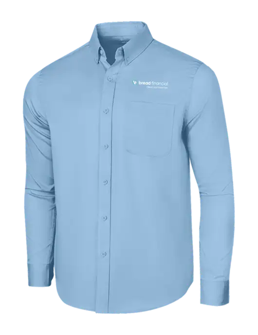 Long Sleeve Light Blue Superpro React Twill Shirt w/Bread Financial Client Partnerships Logo