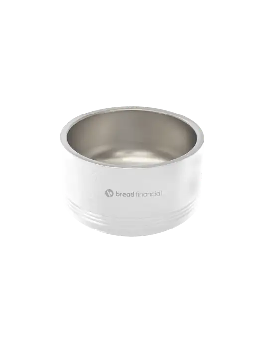 Polar Camel 18 oz. Small White Pet Bowl w/Bread Financial Logo
