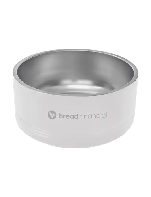 Polar Camel 64 oz. Large White Pet Bowl w/Bread Financial Logo