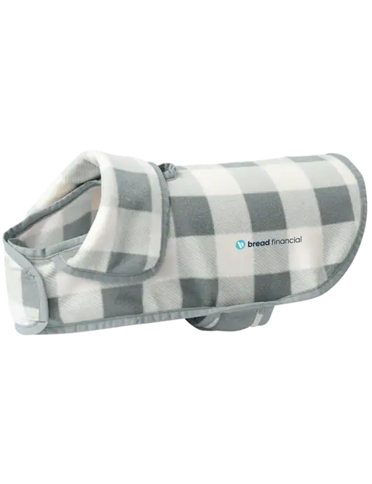 Pawsh Buffalo Medium Grey/White Check Pet Fleece Jacket w/Bread Financial Logo