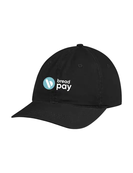 Garment Washed Unstructured Twill Black Cap w/Bread Pay Logo