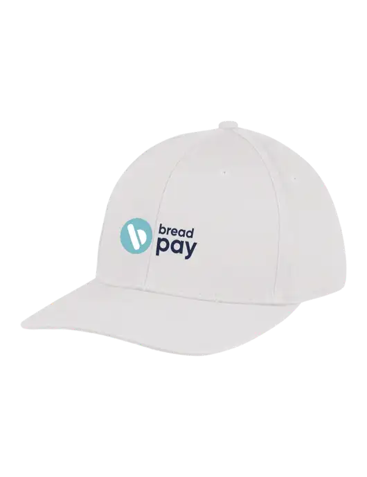 Premium Modern Structured Twill White Snapback Cap w/Bread Pay Logo