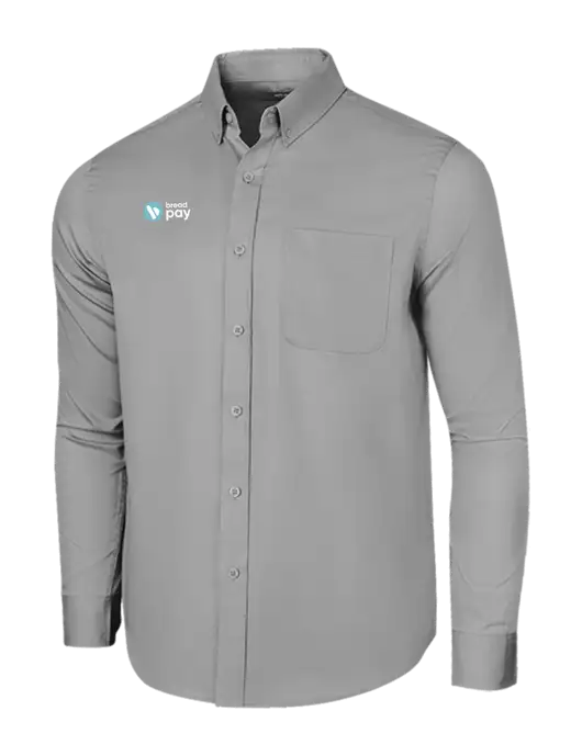 Long Sleeve Light Grey Superpro React Twill Shirt w/Bread Pay Logo
