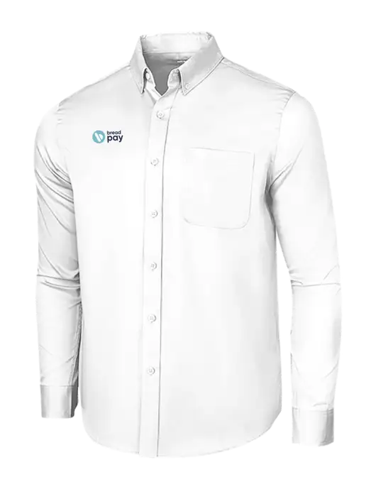 Long Sleeve White Superpro React Twill Shirt w/Bread Pay Logo