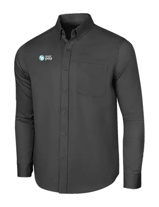 Long Sleeve Dark Grey Superpro React Twill Shirt w/Bread Pay Logo