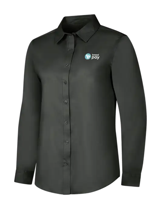 Dark Grey Womens Long Sleeve Superpro React Twill Shirt w/Bread Pay Logo