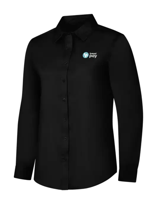 Womens Black Long Sleeve Superpro React Twill Shirt w/Bread Pay Logo