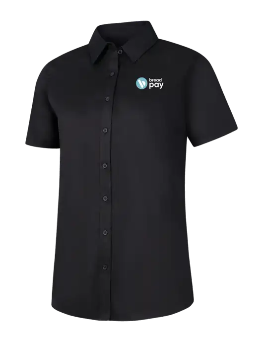 Womens Black Short Sleeve Superpro React Twill Shirt w/Bread Pay Logo