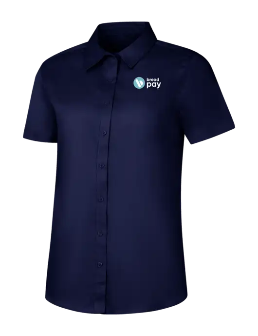 Womens Navy Short Sleeve Superpro React Twill Shirt w/Bread Pay Logo