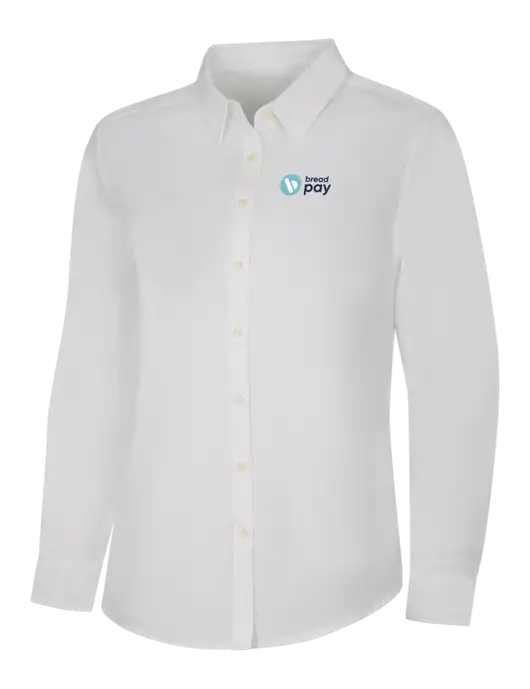 Womens White Long Sleeve Superpro React Twill Shirt w/Bread Pay Logo