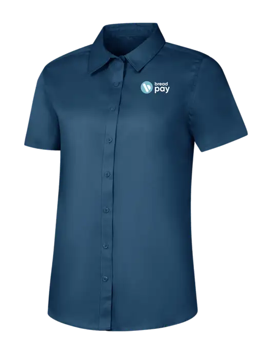 Womens Light Navy Short Sleeve Superpro React Twill Shirt w/Bread Pay Logo