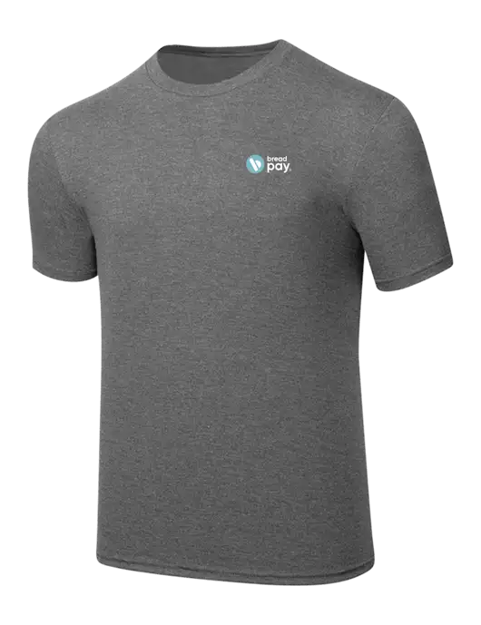 Simply Soft Heathered Medium Grey 4.5oz  Poly/Combed Ring Spun Cotton T-Shirt w/Bread Pay Logo