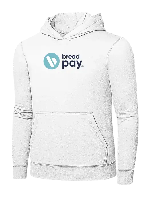 White 7.8 oz Ring Spun Hooded Sweatshirt w/Bread Pay Logo