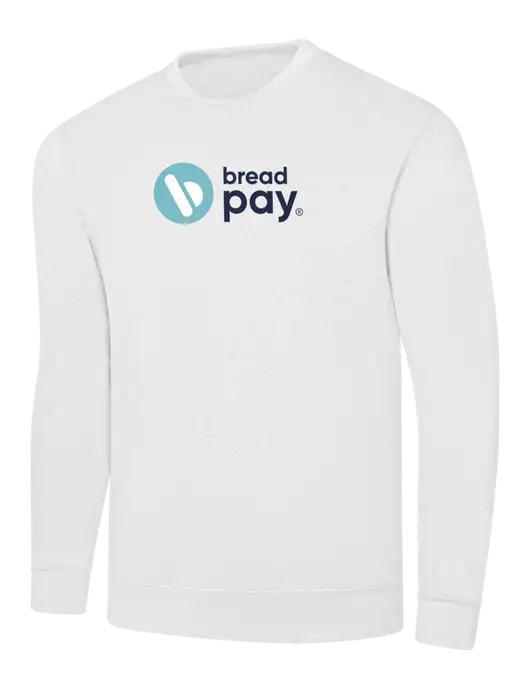 White 7.8 oz Ring Spun Crew Sweatshirt w/Bread Pay Logo
