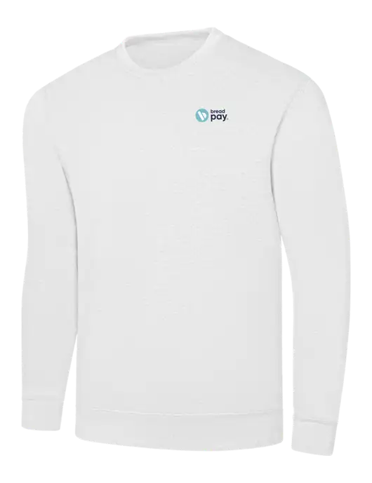 White 7.8 oz Ring Spun Crew Sweatshirt w/Bread Pay Logo