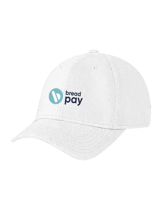 White Structured Soft Snap Closure Hook & Loop Cap w/Bread Pay Logo