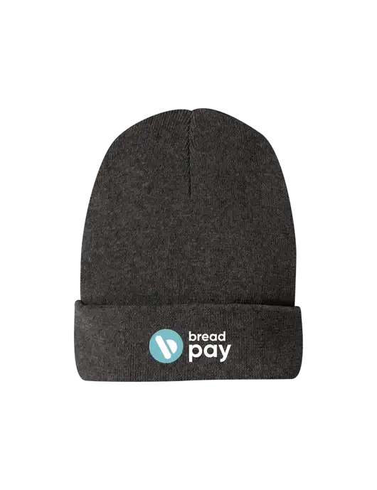 Recycled Charcoal Heather Beanie w/Bread Pay Logo