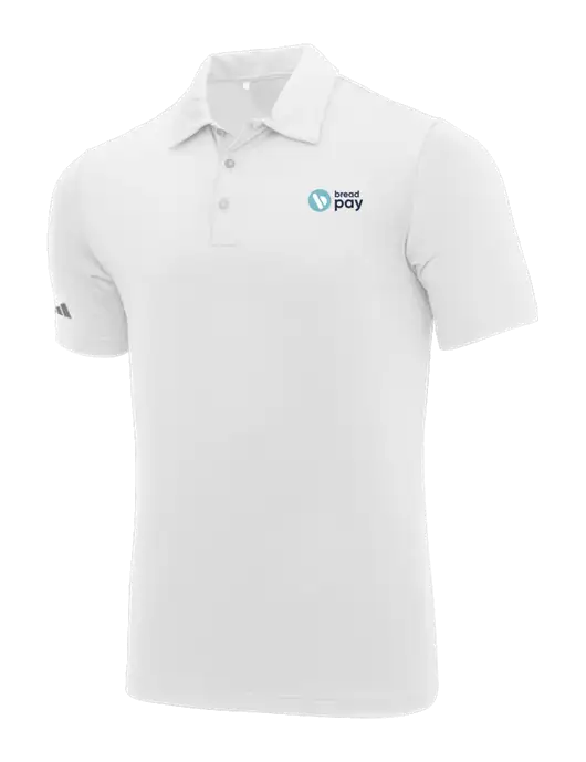 Adidas White Ultimate Solid Polo w/Bread Pay Logo