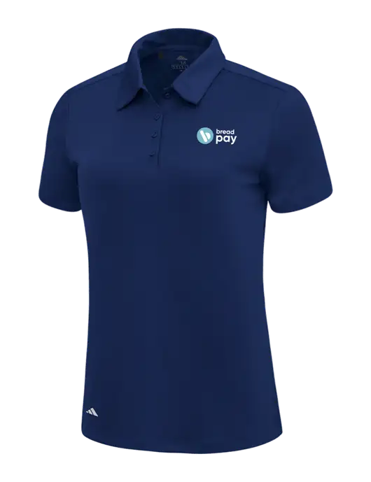 Adidas Navy Blue Womens Ultimate Solid Polo w/Bread Pay Logo