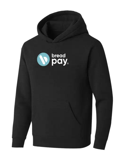 BELLA+CANVAS Black Heather Sponge Fleece Pullover Hoodie w/Bread Pay Logo
