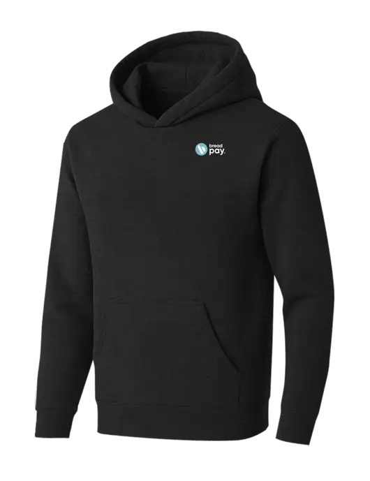 BELLA+CANVAS Black Heather Sponge Fleece Pullover Hoodie w/Bread Pay Logo