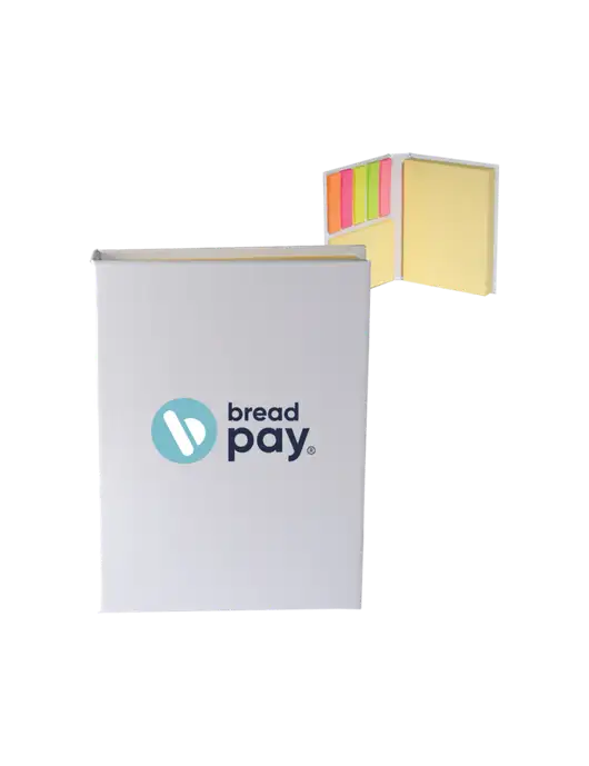 White Sticky Book Folio, 3.125 x 4.125 w/Bread Pay Logo