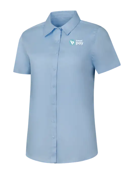 Womens Light Blue Short Sleeve Superpro React Twill Shirt w/Bread Pay Logo