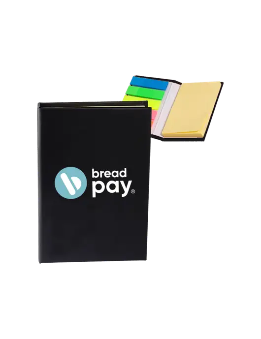 Black Micro Sticky Note Pad, 2 x 3.25 w/Bread Pay Logo
