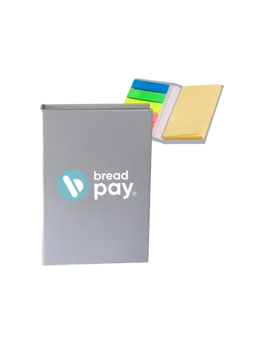 Light Medium Grey Micro Sticky Note Pad, 2 x 3.25 w/Bread Pay Logo