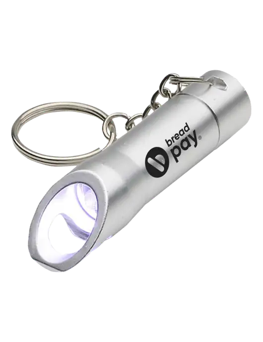 Silver Pocket LED Flashlight with Bottle Opener & Keychain w/Bread Pay Logo