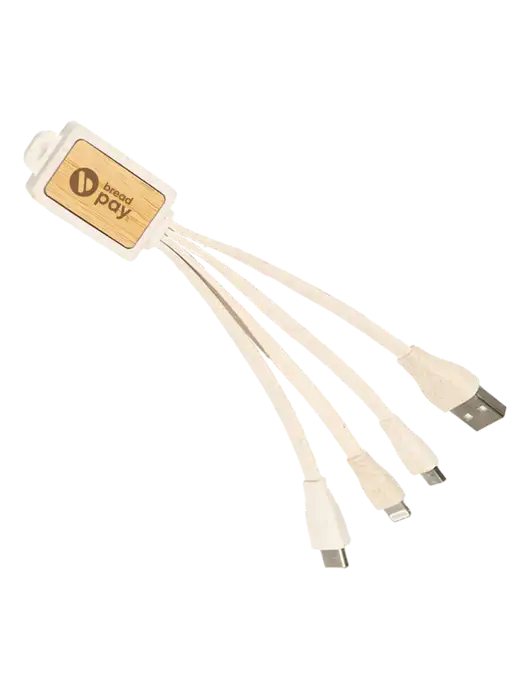Naturewire Bamboo Charging Cable Micro USB & Type C w/Bread Pay Logo