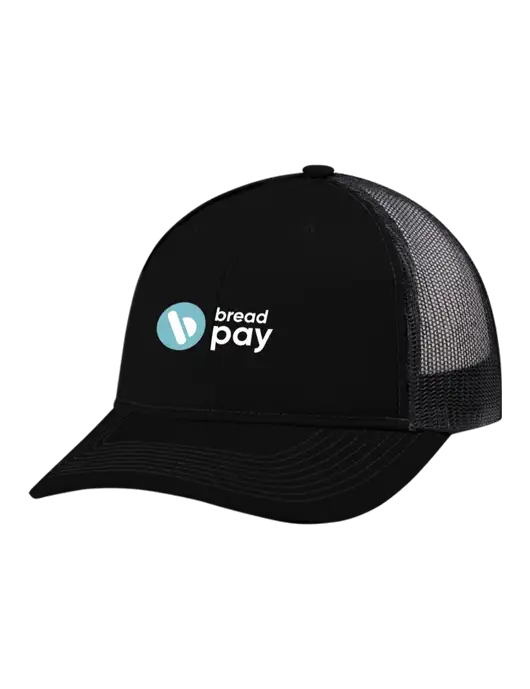 Snapback Ponytail Trucker Cap Black w/Black Mesh w/Bread Pay Logo