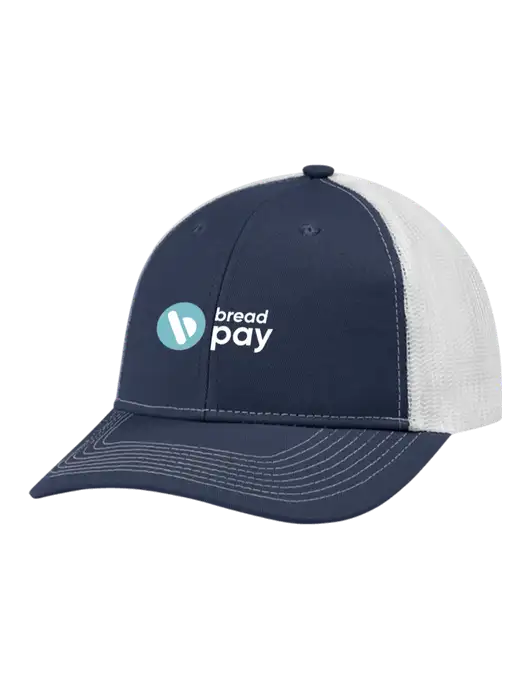 Snapback Ponytail Trucker Cap Navy w/White Mesh w/Bread Pay Logo
