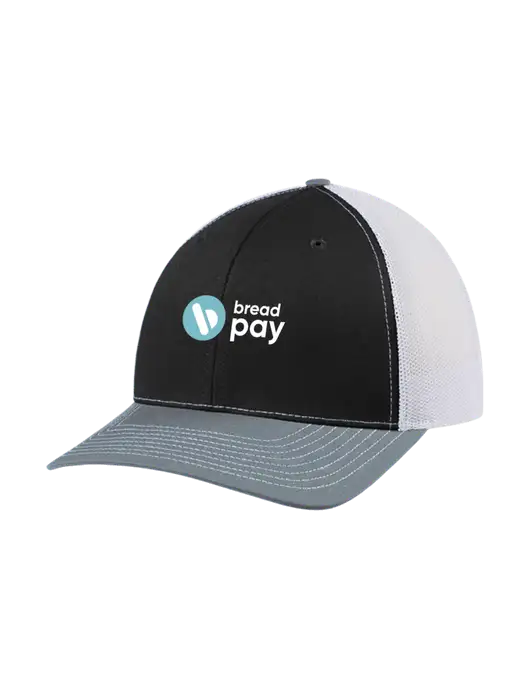 Richardson Adjustable Snapback Original 112 Trucker Cap Black/Light Heather Grey/White Mesh w/Bread Pay Logo
