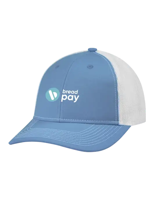 Snapback Ponytail Trucker Cap Carolina Blue w/White Mesh w/Bread Pay Logo