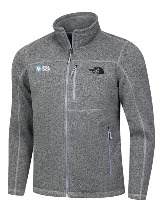 North Face Medium Grey Heather Sweater Fleece Jacket w/Bread Pay Logo