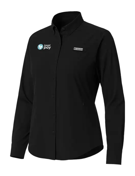 Columbia Black Womens PFG Tamiami II Long Sleeve Shirt w/Bread Pay Logo