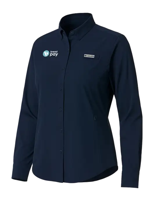 Columbia Navy Womens PFG Tamiami II Long Sleeve Shirt w/Bread Pay Logo