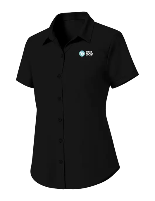 Womens Black Short Sleeve UV Dockside Shirt w/Bread Pay Logo