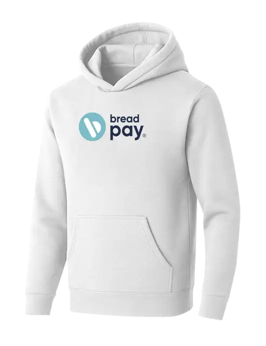 BELLA+CANVAS White Sponge Fleece Pullover Hoodie w/Bread Pay Logo