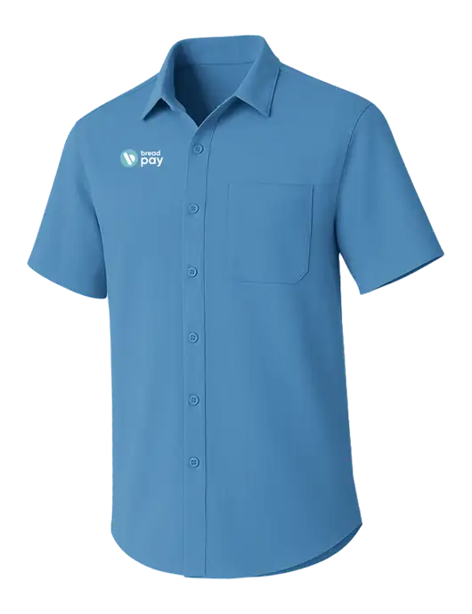 Carolina Blue Short Sleeve UV Dockside Shirt w/Bread Pay Logo